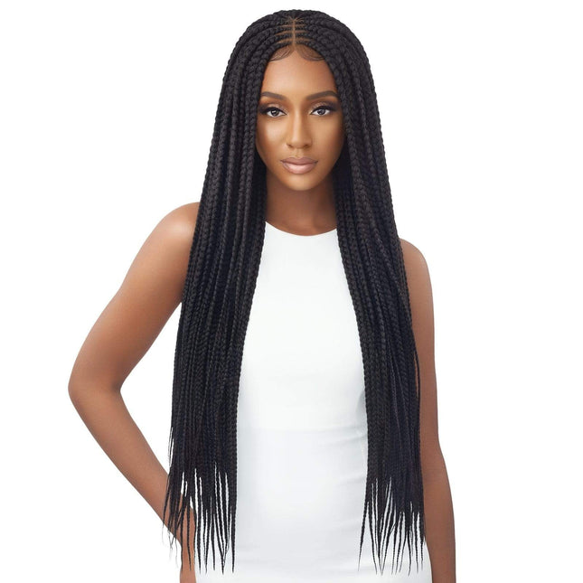 Outre Pre-braided Synthetic Hd 4"x4" Lace Front Wig - Middle Part Feed-in Box Braids 36