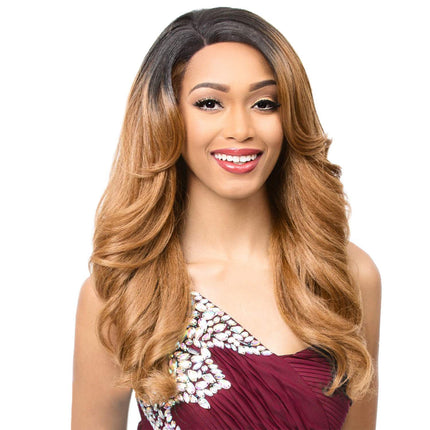 Montessa - It's A Wig! Synthetic Swiss Silk Lace Front Wig Long Flip Curl