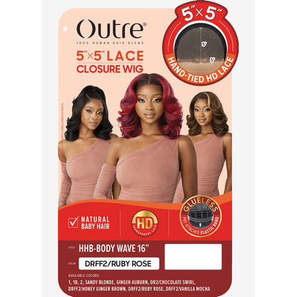 Outre Human Hair Blend 5x5 Lace Closure Wig - Hhb-body Wave 16"