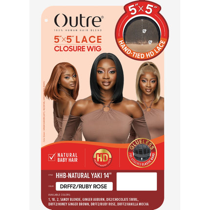 Outre Human Hair Blend 5x5 Lace Closure Wig - Hhb-natural Yaki 14"