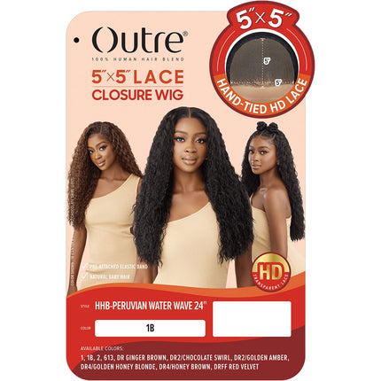 Outre Human Hair Blend 5x5 Lace Closure Wig - Hhb Peruvian Water Wave 24"