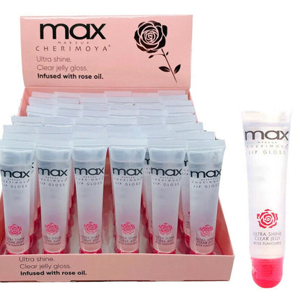 Max Makeup Cherimoya Lip Polish Rose Oil Clear Gloss (Multi Packs)