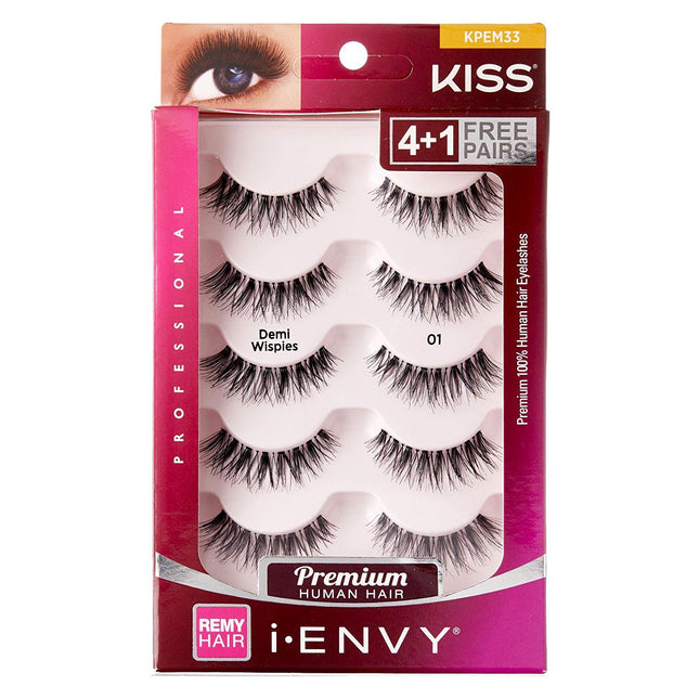 [I-Envy] Premium Human Hair Lashes Demi Wispies Multi Pack, Naturale 01