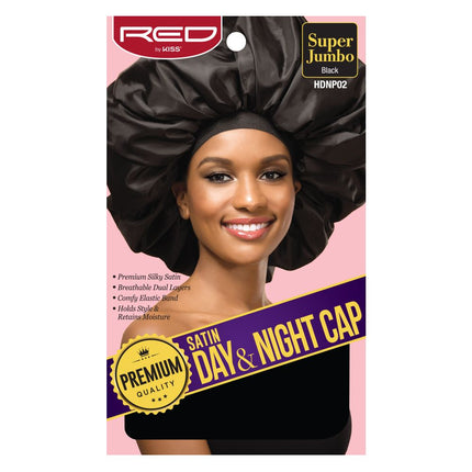 Red By Kiss Premium Quality Silky Satin Day & Night Cap Super Jumbo Size #Hdnp02 [Black]